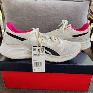 Reebok Women's White Sneakers with Pink Accents